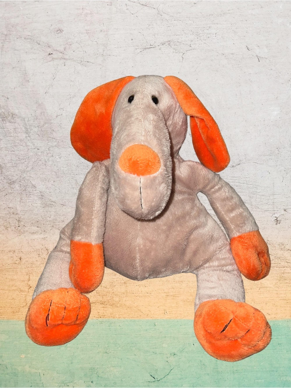 Htf Old Navy Orange Tan Long Nose Puppy Dog Plush holiday 2007